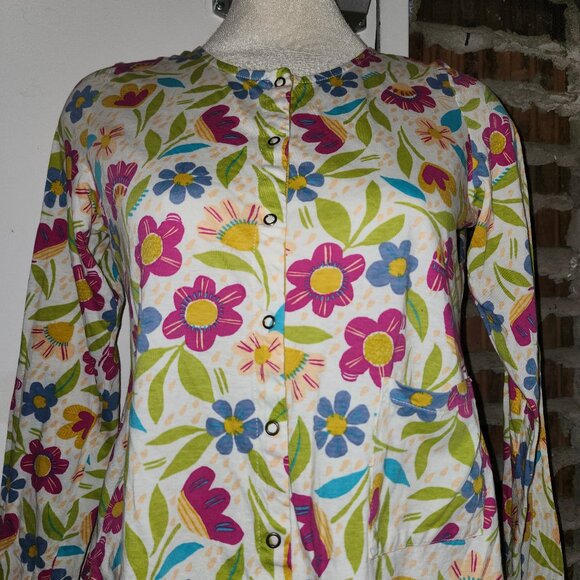 GUDRUN SJODEN Organic Cotton Cardigan Sweater Button Down Size S Small Floral - Picture 4 of 8